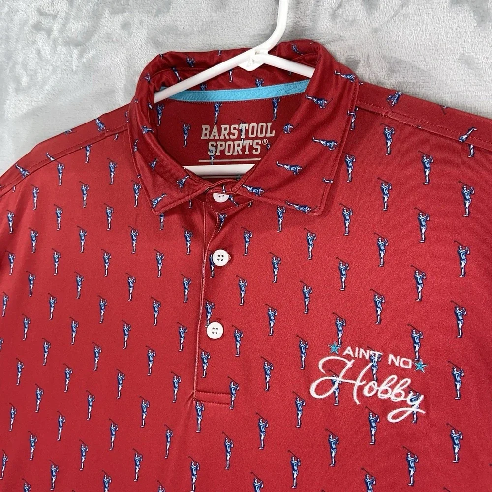 Barstool Sports Golf Shirt Mens Large Polo Performance AOP Golfer Short Sleeve